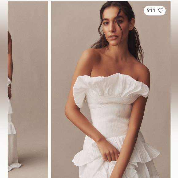 Acler Dickinson Strapless Tiered drop-waist wedding gown dress SIZE 6 Anthro - Picture 4 of 10